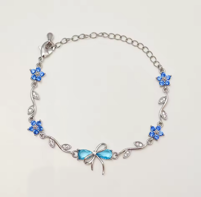 Azure Bow Floral Bracelet
