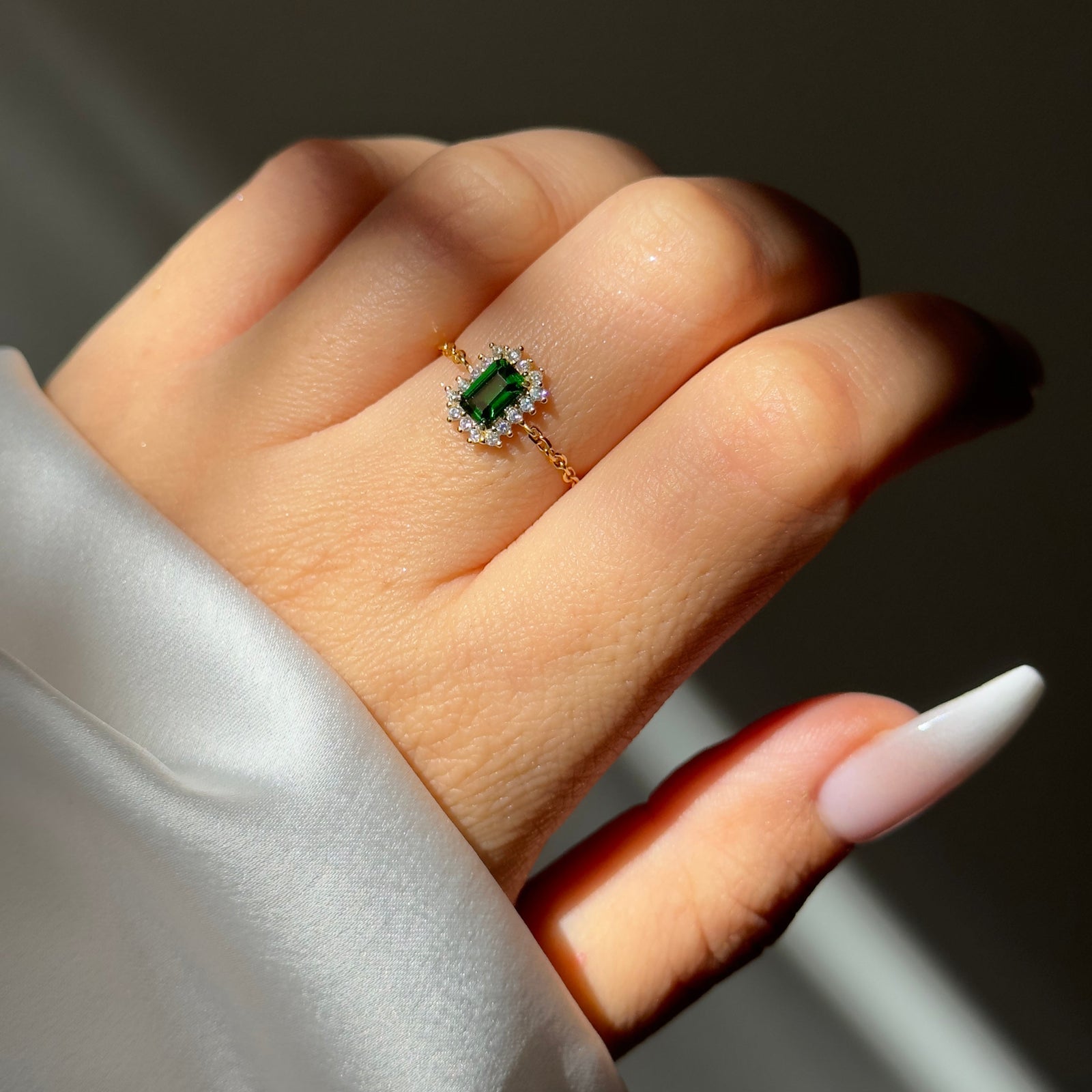 Bague Ajustable Émeraude