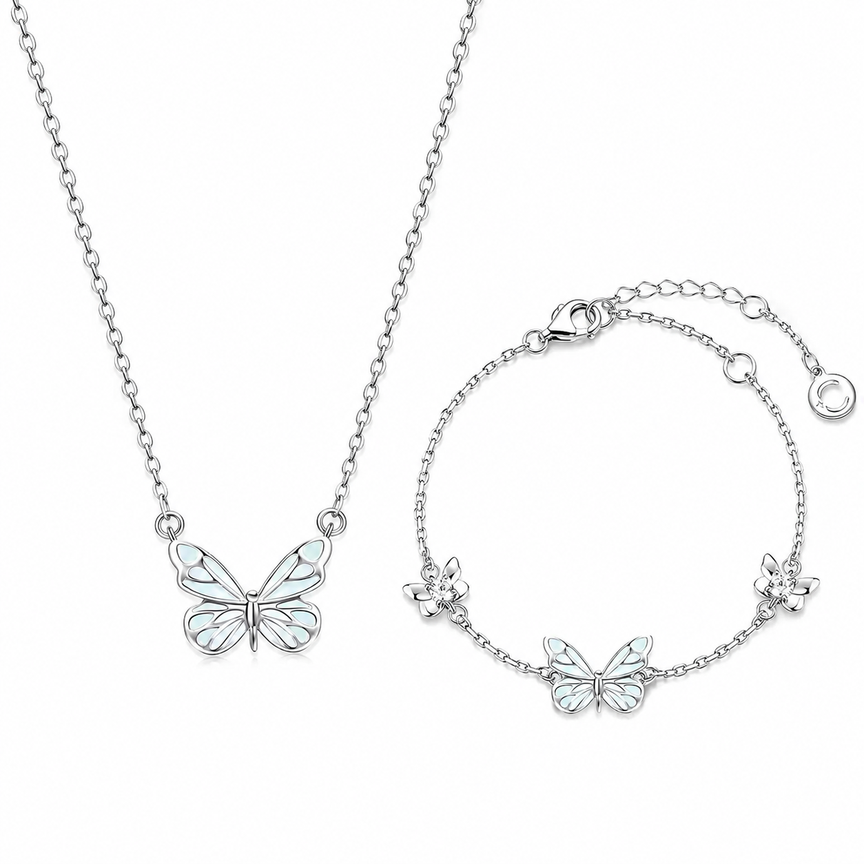 Pack bracelet et collier papillon lumineuse,