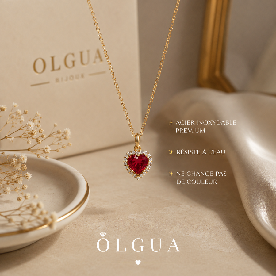 ❤️ Collier Cœur Rouge OLGUA