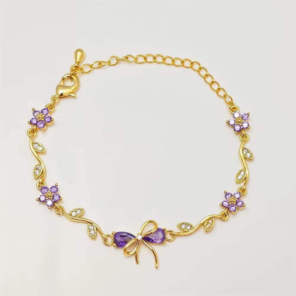 Azure Bow Floral Bracelet