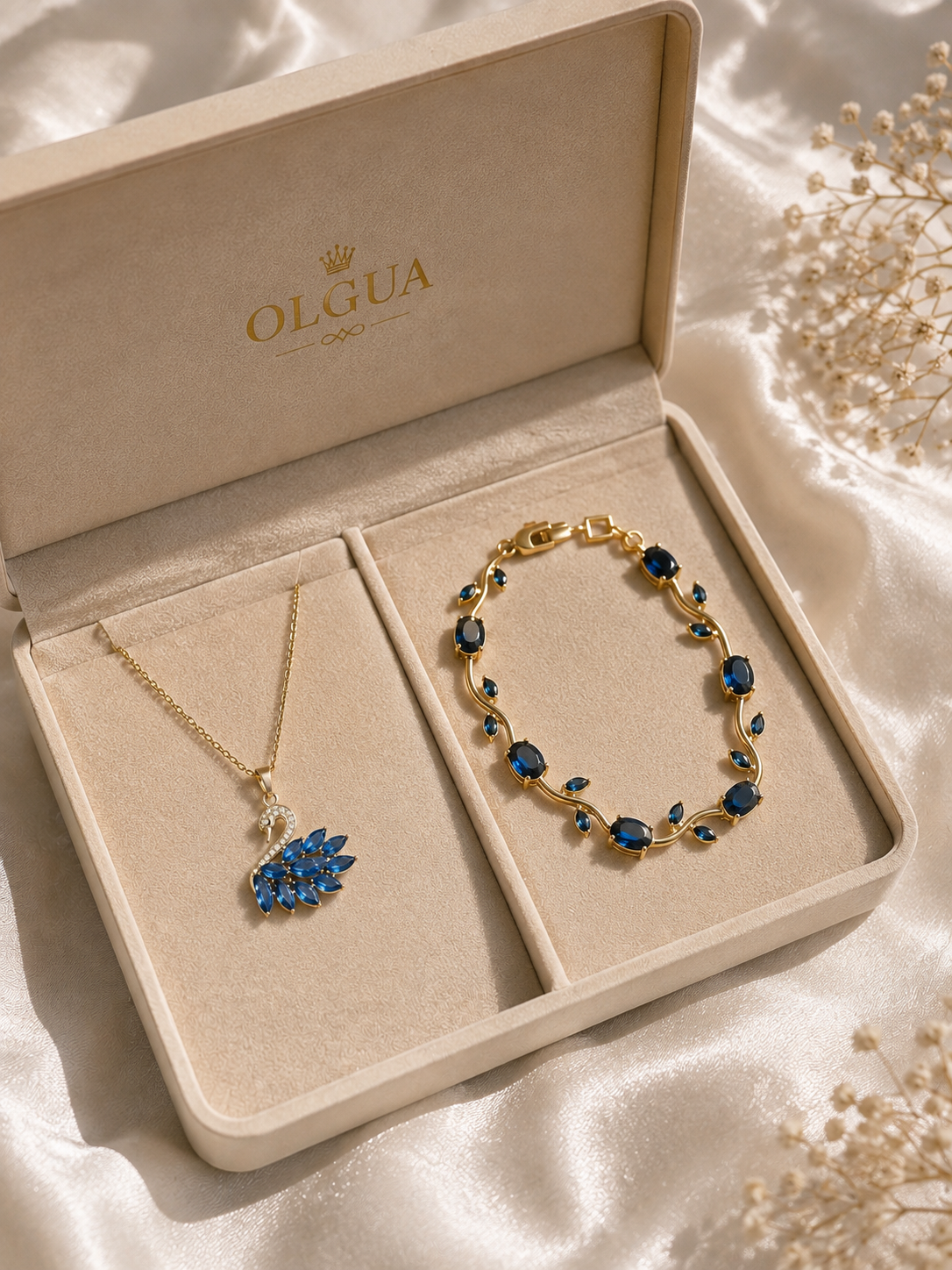 Pack Cygne Bleu & Bracelet tulip Élégance | Acier Inoxydable