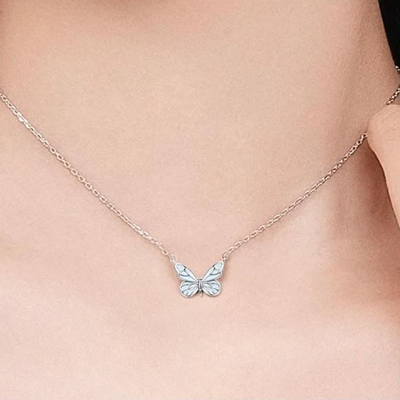 Blue Luminous Butterfly Necklace