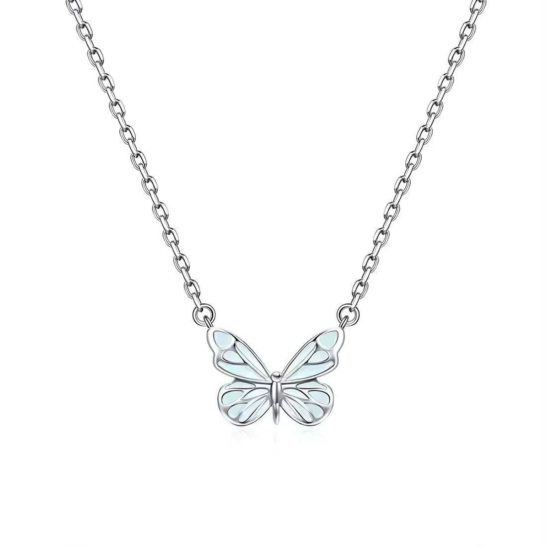 Blue Luminous Butterfly Necklace