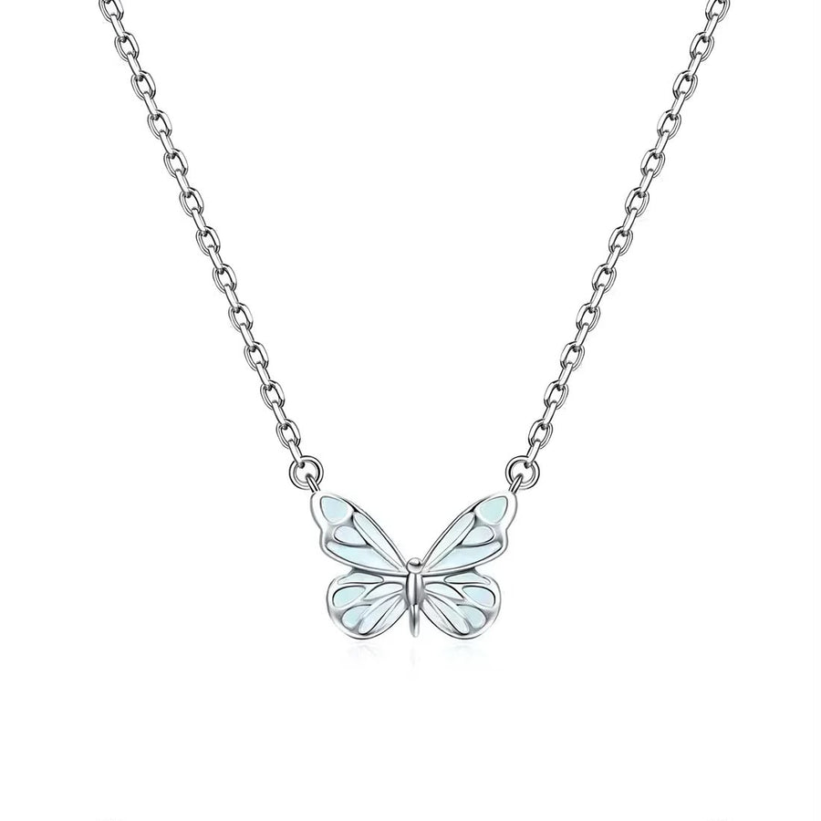 Blue Luminous Butterfly Necklace