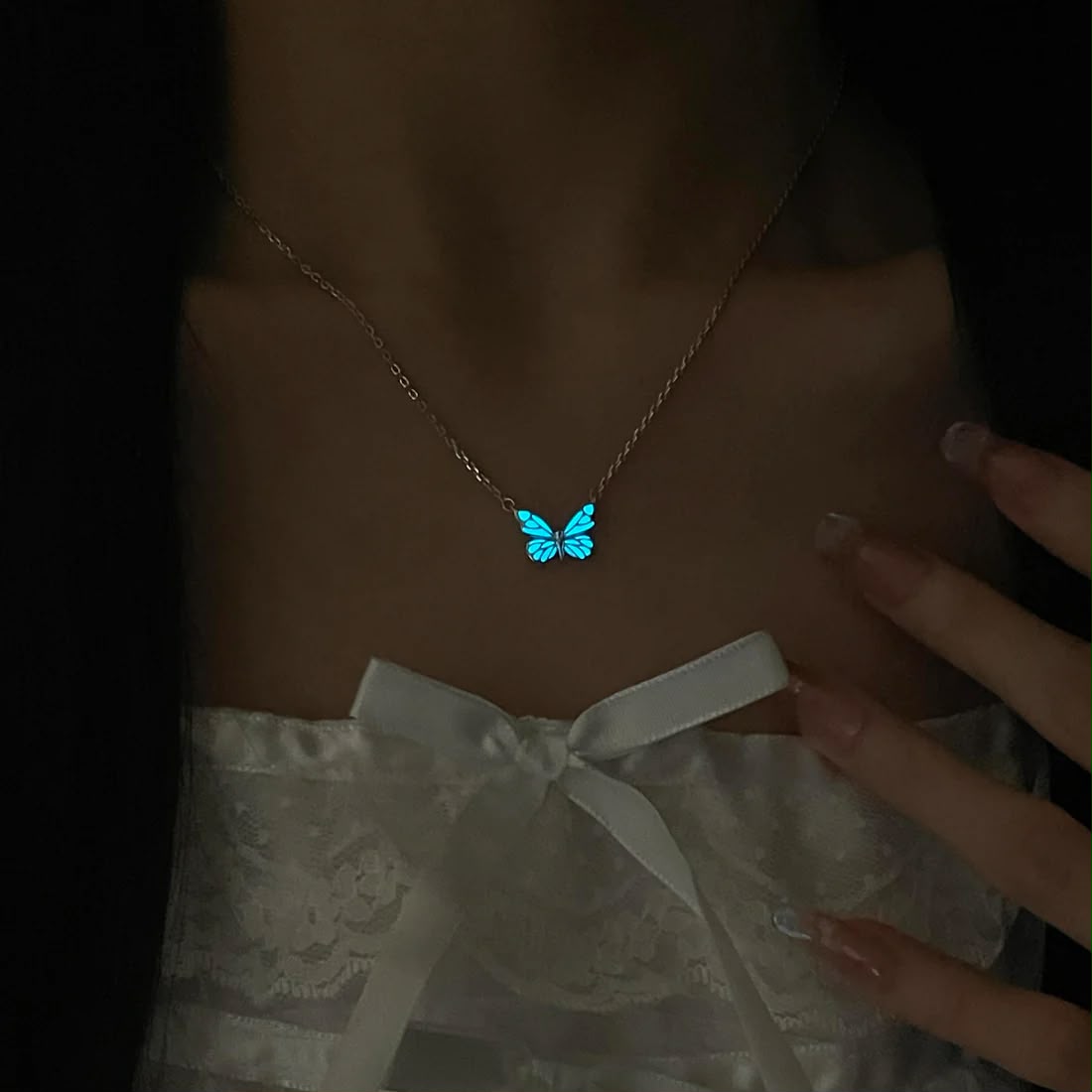 Pack bracelet et collier papillon lumineuse,