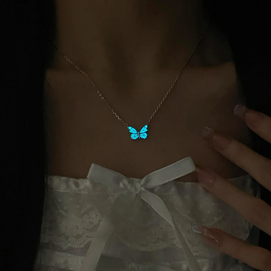 Pack bracelet et collier papillon lumineuse,