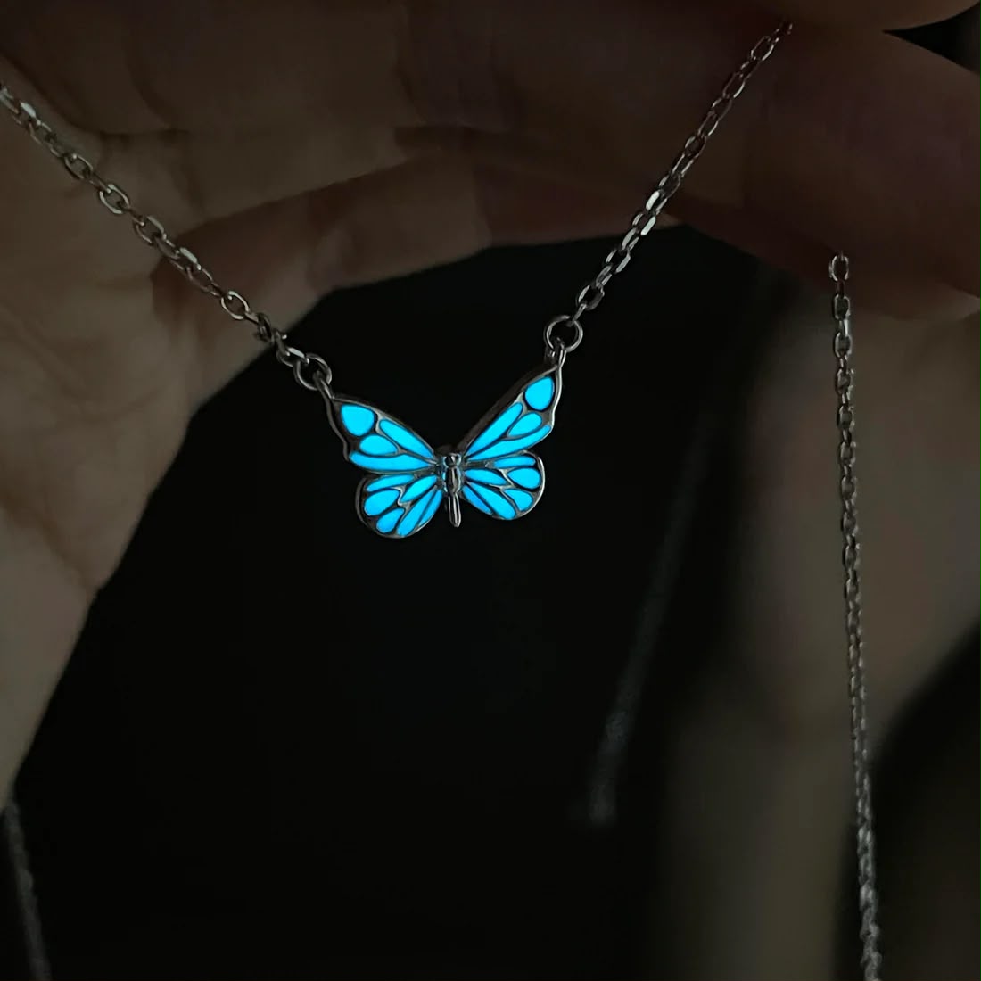 Blue Luminous Butterfly Necklace