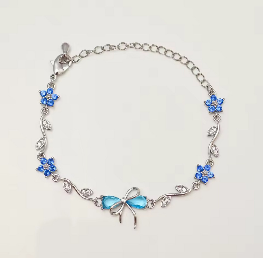 Azure Bow Floral Bracelet